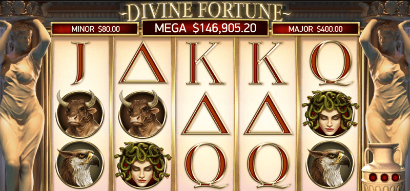 Divine Fortune slot machine with jackpot. 