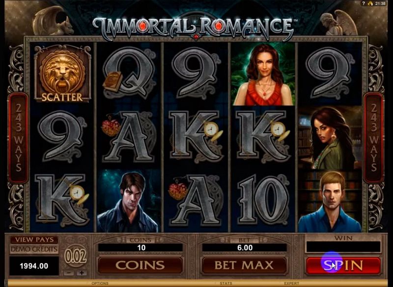 Immortal Romance slot machines review. 