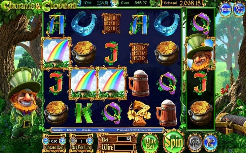 3D Charms & Clovers slot machine. 